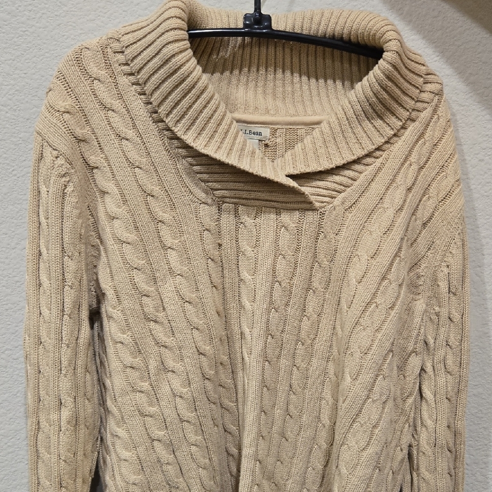 LL BEAN Women's Cowl Neck Sweater - Cream